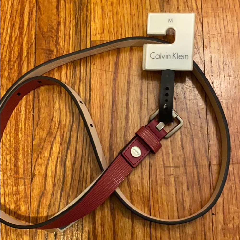 NWT Calvin Klein Red Embossed Leather Belt